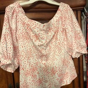 H&M off shoulder cotton button down top